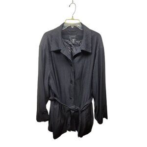 Vintage Braetan 3X Black Belted Jacket Plus Size Lined Button Up Coat